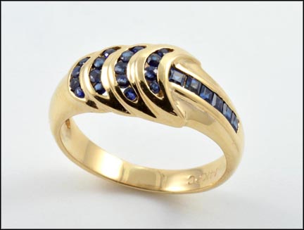 Sapphire Channels Ring in 14K Yellow Gold LARGE