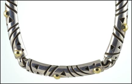 John Atencio Necklace in Sterling Silver and 18K Yellow Gold LARGE