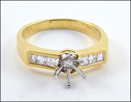Square Channel Semi-Mount Diamond Ring in 18K Yellow Gold MAIN