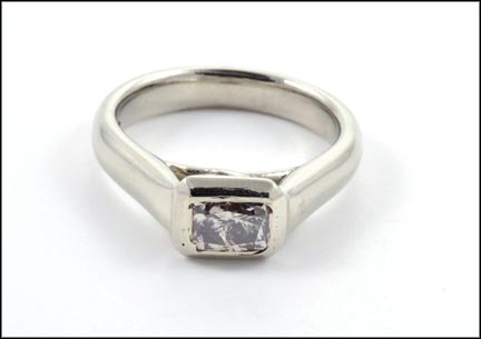 Cushion Bezel Diamond Solitaire Ring in 14K White Gold MAIN