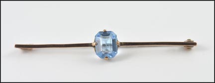 Blue Glass Brooch in 9K Yellow Gold MAIN