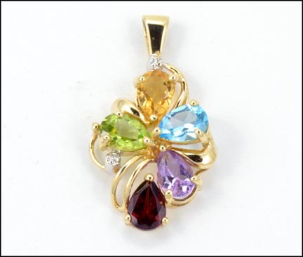 Citrine, Amethyst, Topaz, Garnet and Peridot Pendant in 10K Yellow Gold MAIN