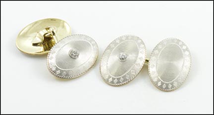 1930's Diamond Cufflinks in 14K Yellow and White Gold LARGE