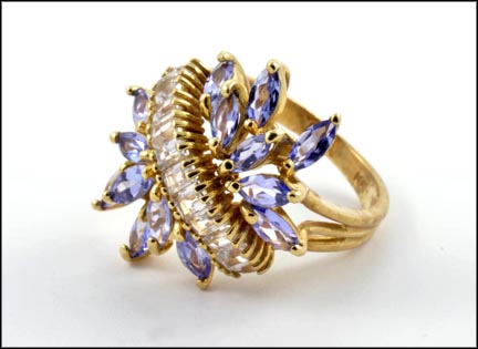 White Topaz and Tanzanite Ring in 10K Yellow Gold MAIN