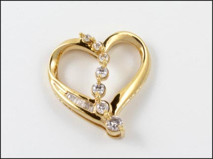 Diamond Heart Pendant in 10K Yellow Gold LARGE