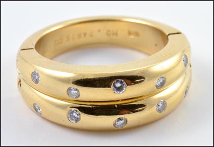French Hammerset Diamond Band in 18K Yellow Gold MAIN
