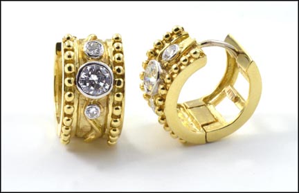 Diamond Hoop Earrings in 18K Yellow Gold LARGE