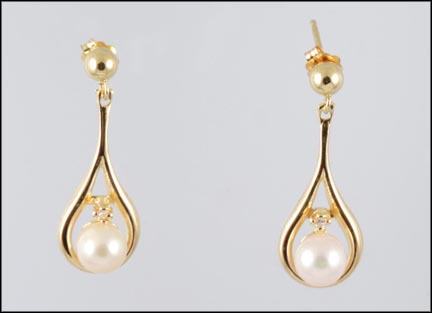 5 mm Drop Pearl Earrings in 14K Yellow Gold LARGE