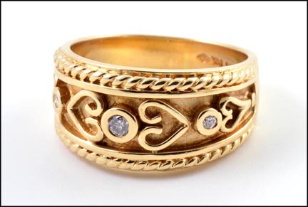 Wide Heart Diamond Ring in 14K Yellow Gold MAIN