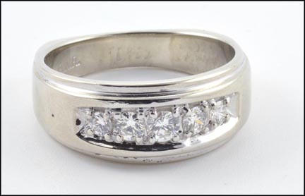 Men's Euro Shank Diamond Ring in 14K White Gold LARGE