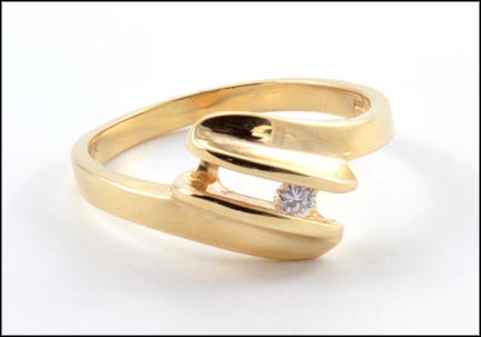 Tension Set Diamond Ring in 14K Yellow Gold LARGE