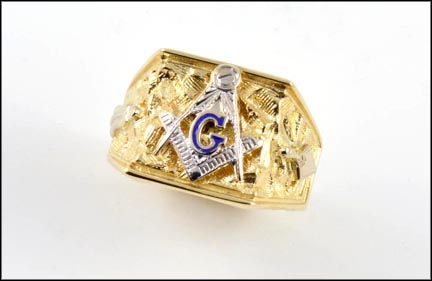 Nugget Masonic Ring in 10K Yellow Gold MAIN