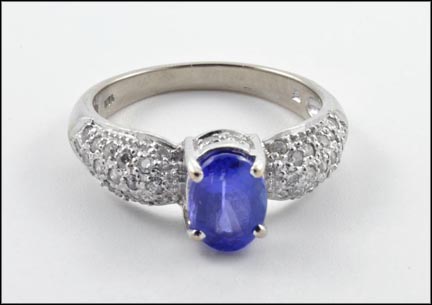 Oval Iolite and Diamond Ring in 18K White Gold MAIN