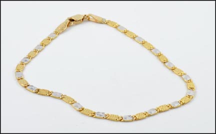Textured Bracelet in 14K Yellow and White Gold LARGE