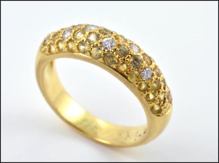 Yellow Sapphire and Diamond Pave' Ring in 18K Yellow Gold LARGE