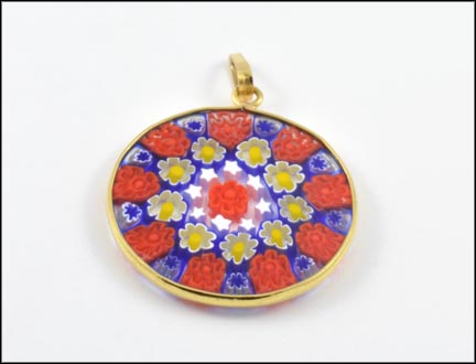 Millefiore Round Pendant in 16K Yellow Gold MAIN