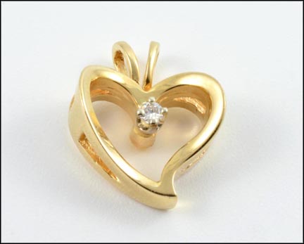 Diamond Heart Pendant in 14K Yellow Gold LARGE