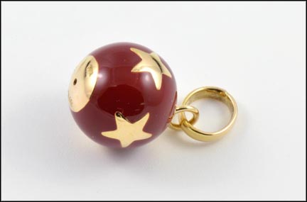 Red Enamel with Star Charm in 14K Yellow Gold LARGE