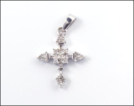 Diamond Cross Pendant in 14K White Gold LARGE