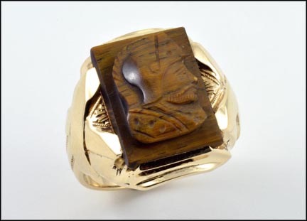 Men's Tiger Eye Ring in 10K Yellow Gold MAIN