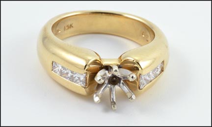 Princess Cut Channel Semi-Mount Diamond Ring in 14K Yellow Gold MAIN