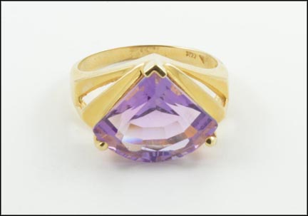 Trillion Amethyst Ring in 14K Yellow Gold MAIN