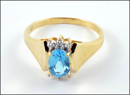 Oval Blue Topaz Ring in 10K Yellow Gold MAIN