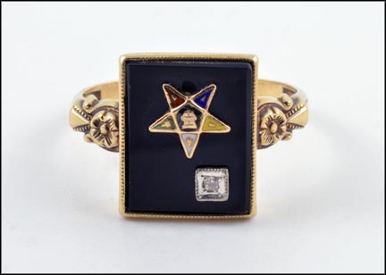 Onyx Eastern Star Ring in 10K Yellow Gold LARGE