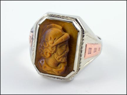 Tiger Eye Cameo Ring in 10K Yellow Gold LARGE