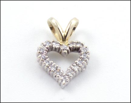 Diamond Heart Pendant in White Gold LARGE