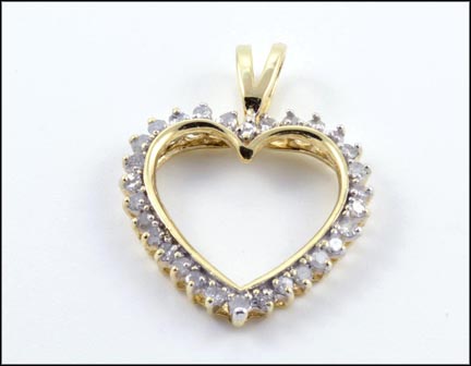 Diamond Heart Pendant in 10K Yellow Gold LARGE