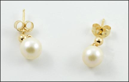 Pearl Drop Earrings in 14K Yellow Gold LARGE