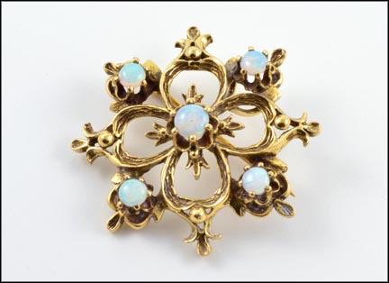 Opal Pin or Pendant in 14K Yellow Gold MAIN