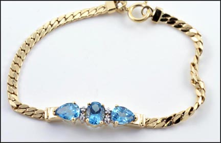 Blue Topaz and Diamond Bracelet in 14K Yellow Gold MAIN
