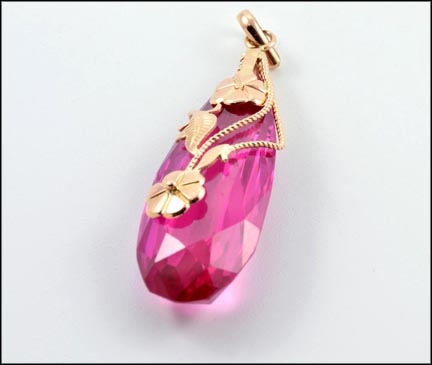 Pink Glass Flower Design Pendant in Rose Gold MAIN