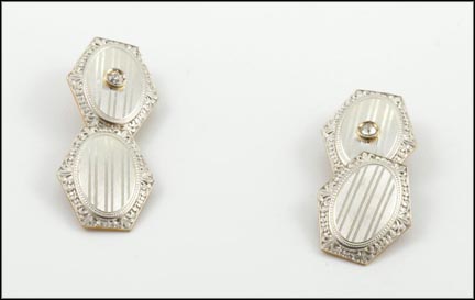 Diamond Cufflinks, 1930's in 14K White Gold LARGE