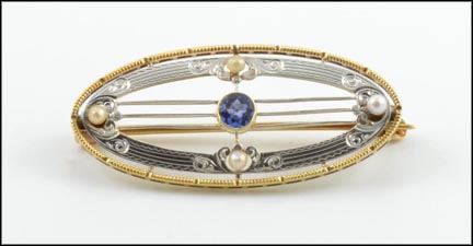 Pearls Montana Sapphire Pin in 14K Two-Tone Gold MAIN