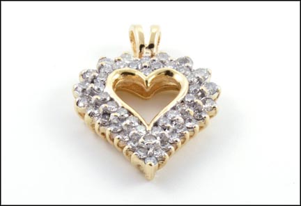Diamond Heart Pendant in 14K Yellow Gold LARGE