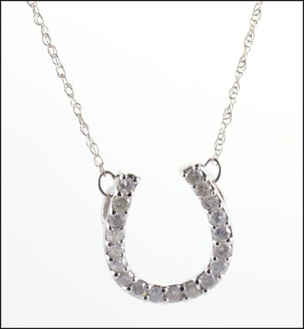 Diamond Horseshoe Necklace in 14K White Gold LARGE