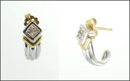 Diamond Earrings in 14K Two-Tone Gold LARGE