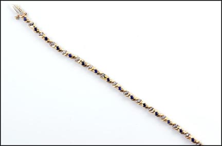 Sapphire and Diamond Bracelet in Yellow Gold LARGE