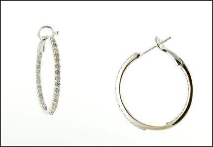 Diamond Hoop Earrings in 14K White Gold LARGE