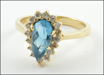 Blue Topaz and Diamond Ring in 14K Yellow Gold MAIN