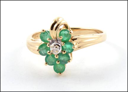 Emerald and Diamond Ring in 14K Yellow Gold MAIN