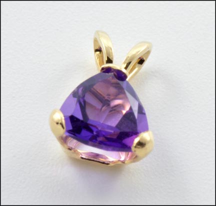 Trillion Cut Amethyst Pendant in 14K Yellow Gold MAIN