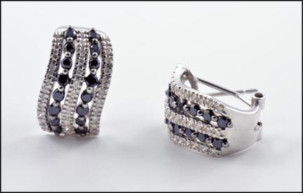 White and Black Diamond Earrings in 14K White Gold MAIN