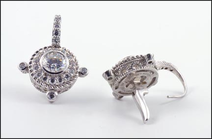 Cubic Zirconia Judith Ripka Round Earrings in Sterling Silver MAIN
