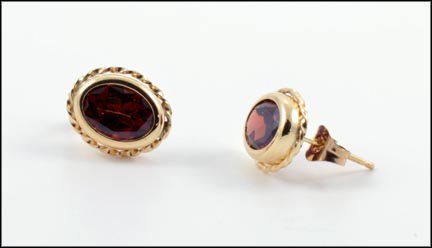 Garnet Earrings in 10K Yellow Gold LARGE
