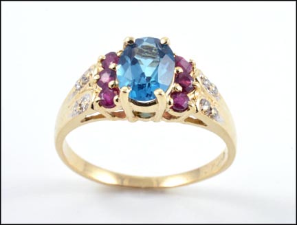 Topaz and Ruby Ring in 10K Yellow Gold MAIN