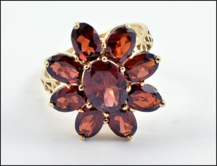 Garnet Flower Ring in 14K Yellow Gold MAIN